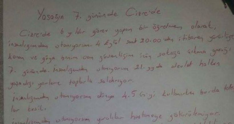 Cizre’den bir öğretmen anlatıyor: ‘Burada cephane yok, sivil insanlar öldürülüyor’