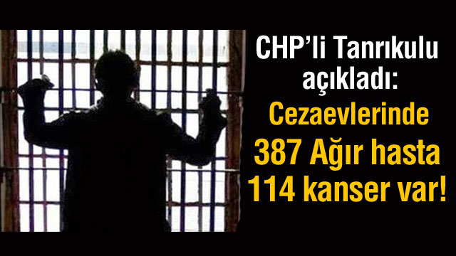 Cezaevlerinde 114’ü kanser, 387 ağır hasta var