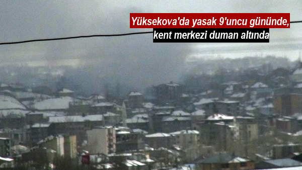 Yüksekova’da yasak 9’uncu gününde, kent merkezi duman altında