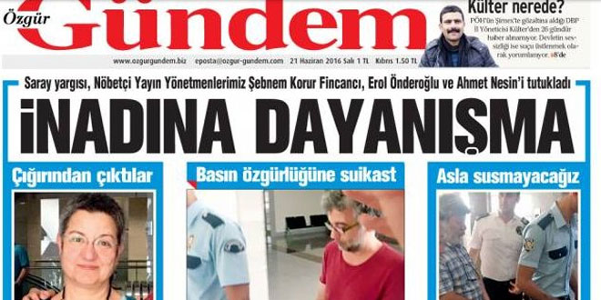 Özgür Gündem’le dayanışma çağrısı