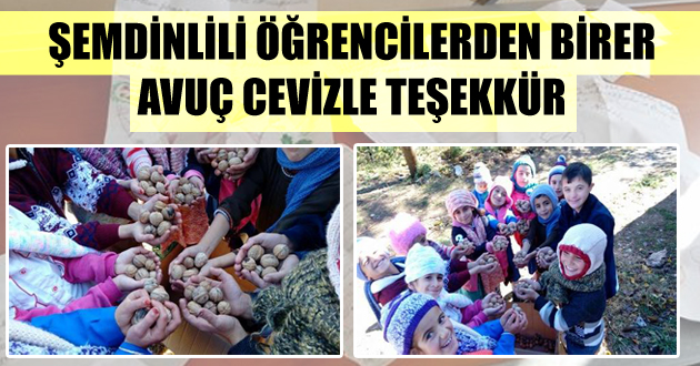 Şemdinlili öğrencilerden birer avuç cevizle teşekkür