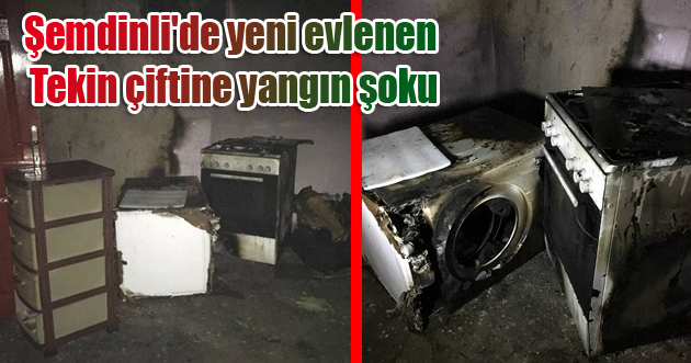 Şemdinli’de yeni evlenen Tekin çiftine yangın şoku