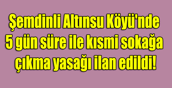 Şemdinli Altınsu Köyü’nde 5 gün sokağa çıkma yasağı ilan edildi