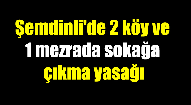 Şemdinli’de 2 köy ve 1 mezrada sokağa çıkma yasağı