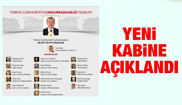 Cumhurbaşkanı Erdoğan, yeni kabineyi açıkladı