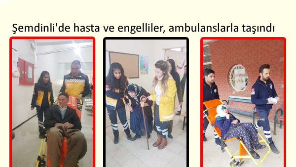 Şemdinli’de hasta ve engelliler, ambulanslarla taşındı