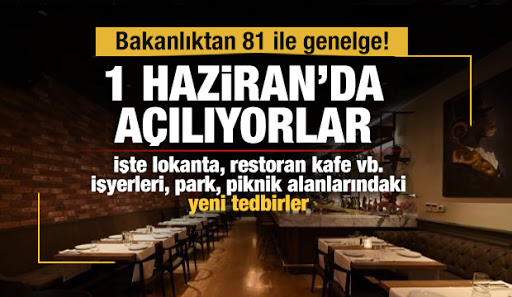 81 il valiliğine ‘lokanta, restoran kafe’ genelgesi