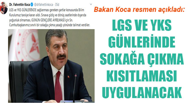 LGS ve YKS günlerine kısıtlama geldi