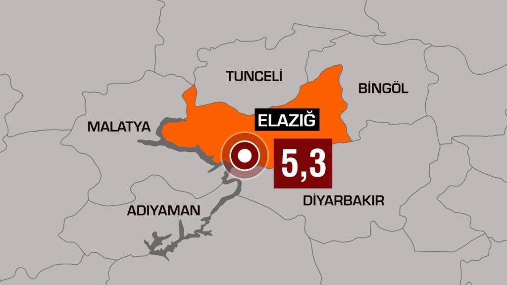 Elazığ’da 5.3 büyüklüğünde deprem