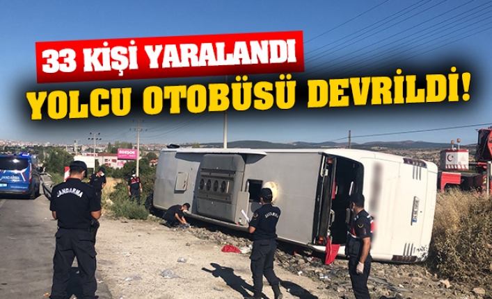 Uşak’ta yolcu otobüsü devrildi: 33 yaralı