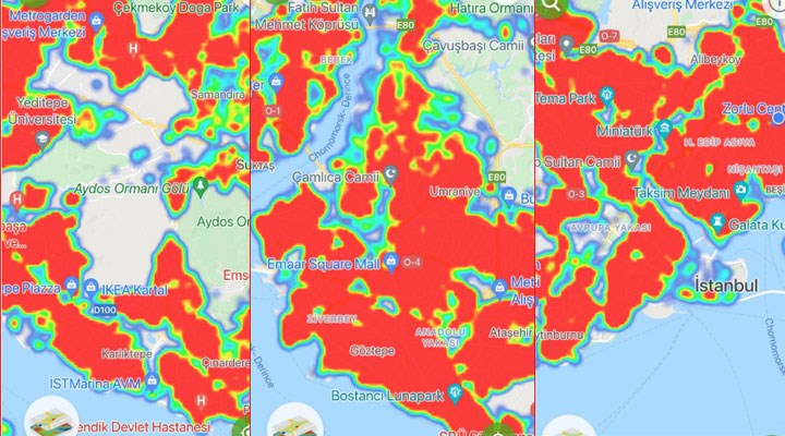 Covid-19 yoğunluk haritası: İstanbul kırmızıya büründü