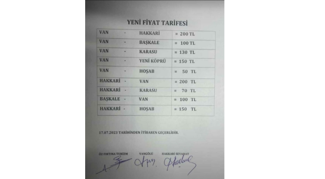 Hakkari’de yolcu minibüslerine zam